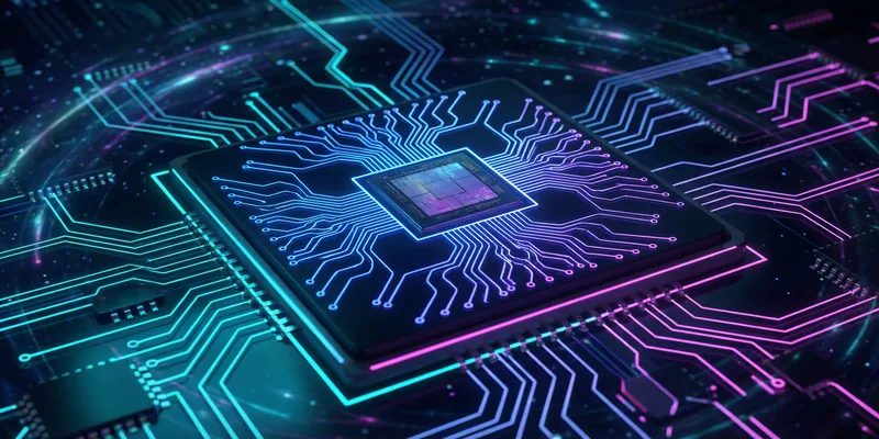 Close-up of an AI Neural Processing Unit chip powering Windows 11 Copilot Plus features on modern hardware