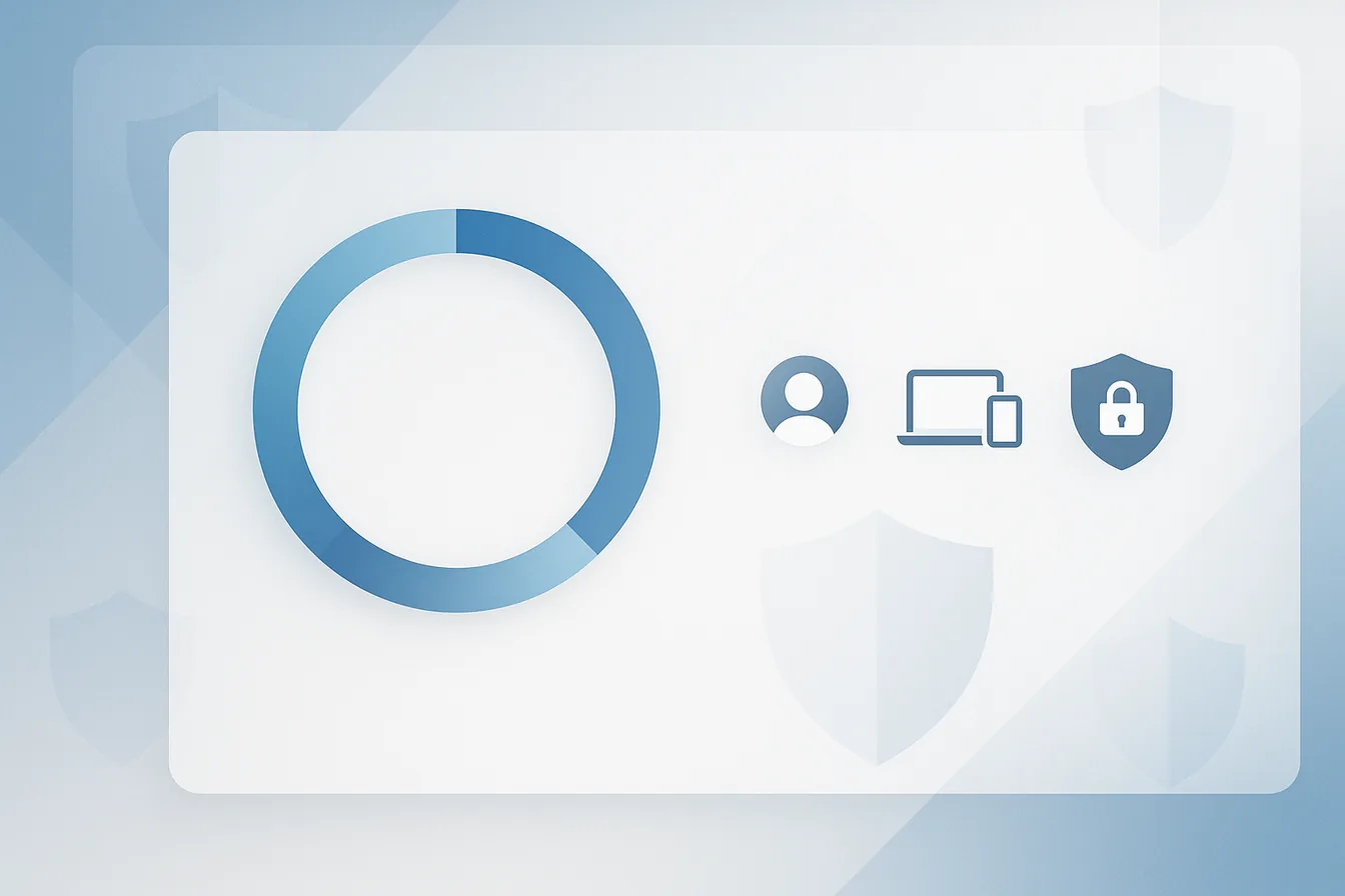 Microsoft Secure Score dashboard showing security posture gauge and improvement recommendations for SMBs
