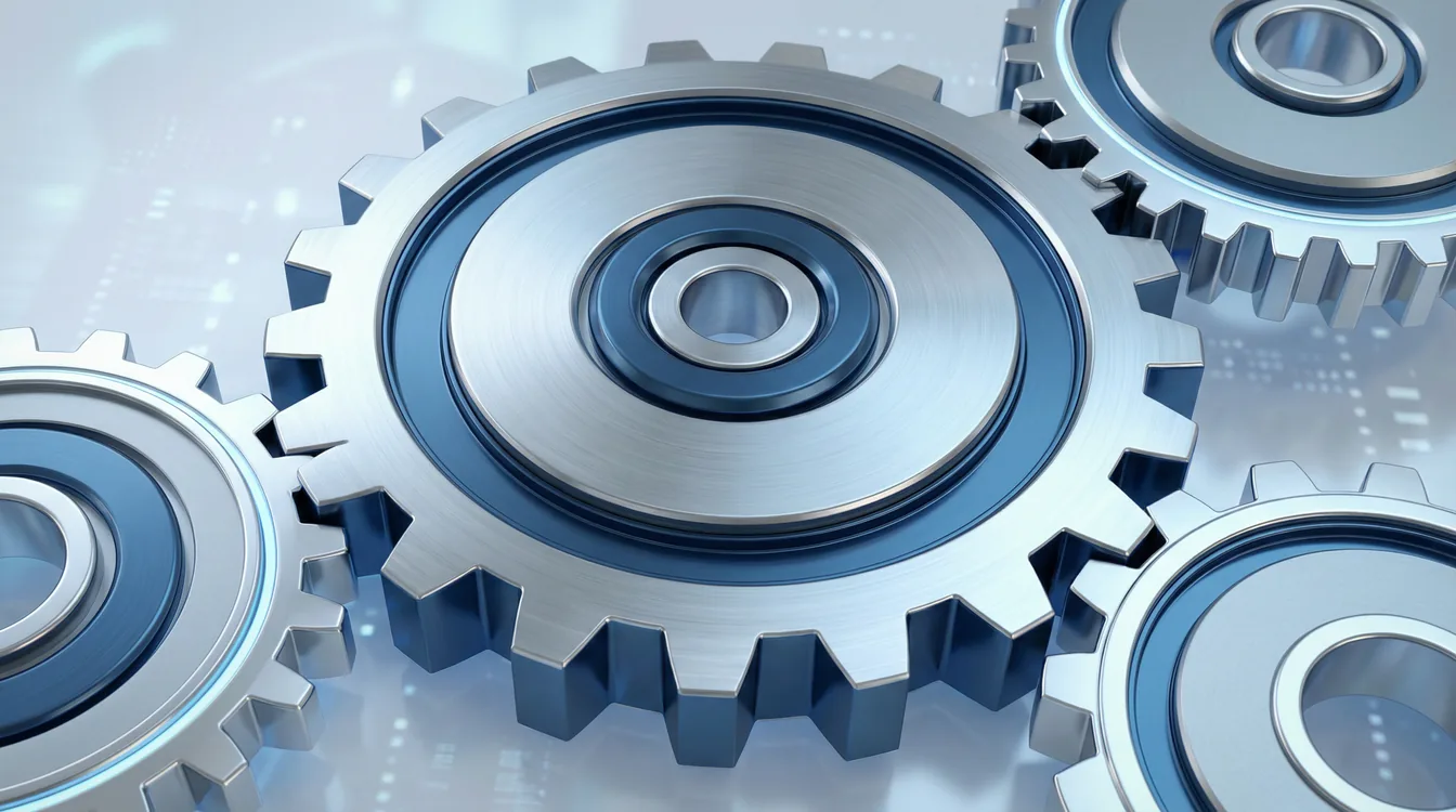 Interlocking gears illustrating how Microsoft 365 E5 Security and Compliance add-ons extend Business Premium protection